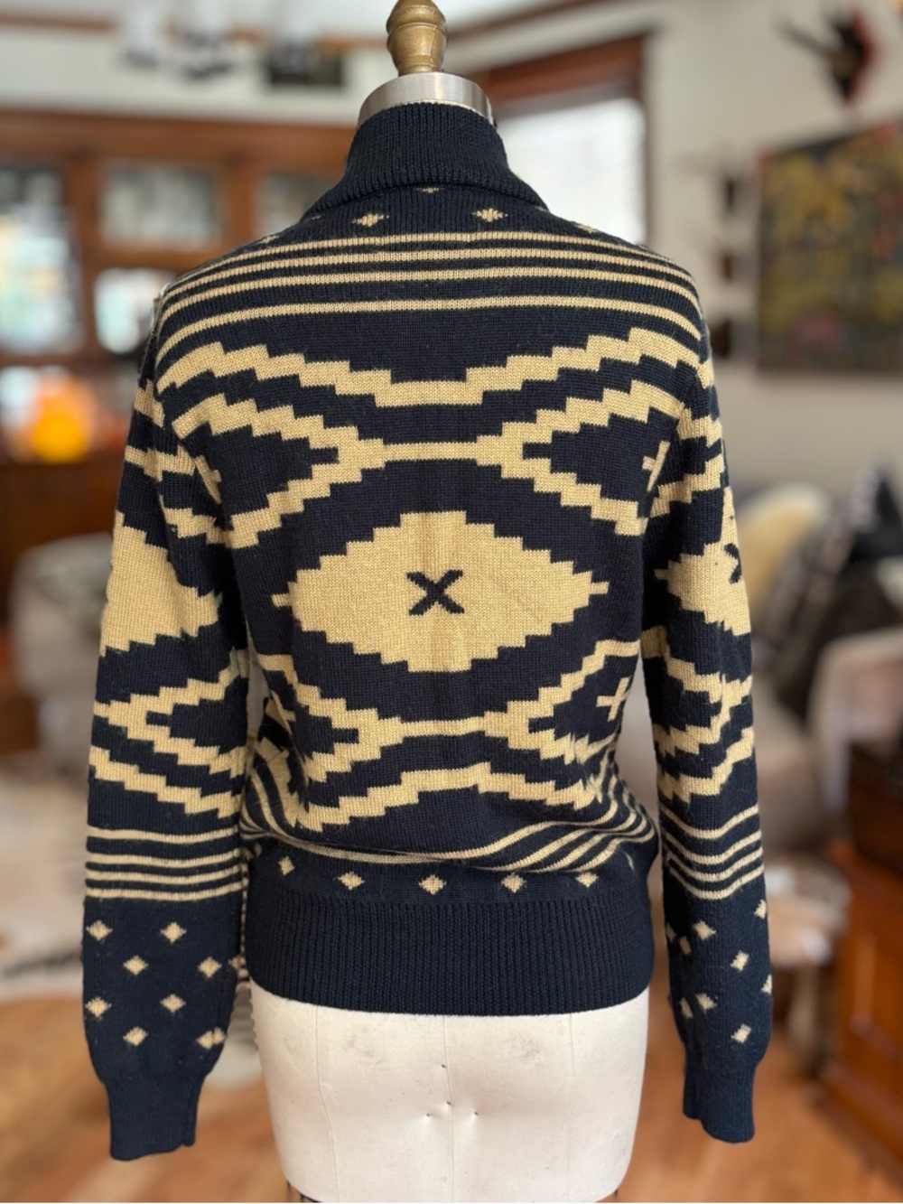 Roark Black & Cream Geometric Knit Cardigan - Picture 7 of 10